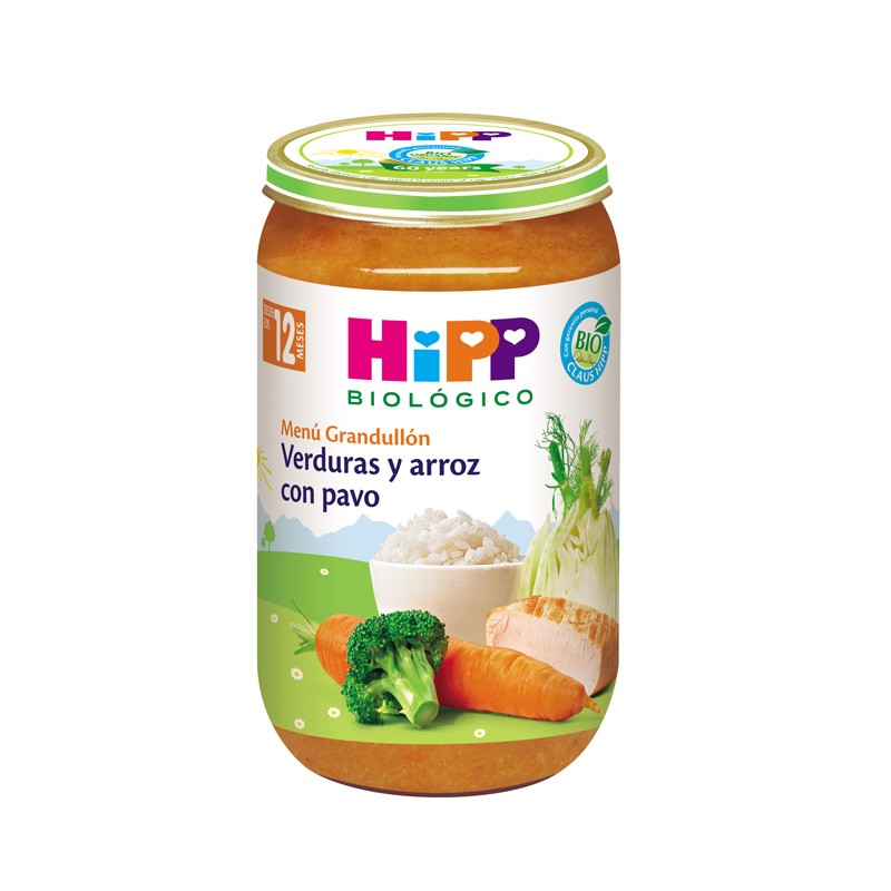 Potito de verduras y arroz con pavo Bio +12M 250g Hipp
