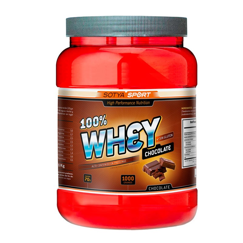 Proteína de suero de leche 100 % whey sabor chocolate belga 1kg Sotya