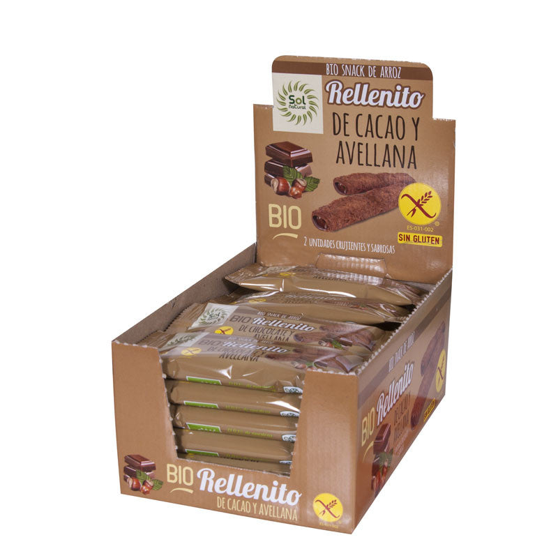 Rellenito de choco y avellanas bio sin gluten 24x25g Sol Natural
