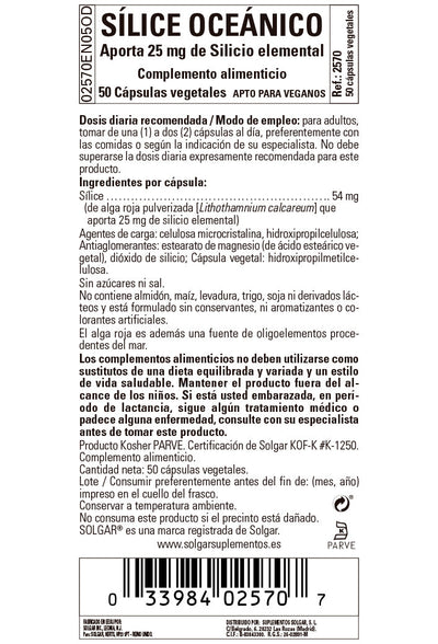 Sílice Oceánico 25 mg - 50 Cápsulas vegetales
