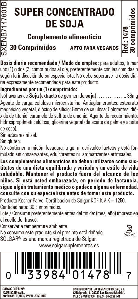 Súper Concentrado de Soja (Isoflavonas) - 30 Comprimidos