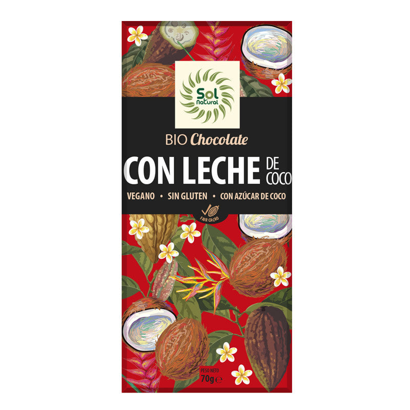Tableta chocolate con leche de coco Bio 70g Sol Natural
