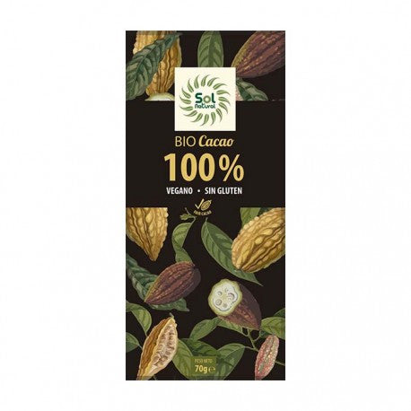 Tableta chocolate cacao puro 100% Bio 70g Sol Natural