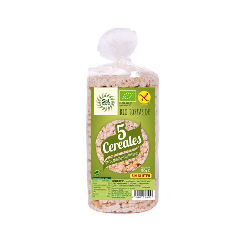 Tortas de 5 cereales sin gluten Bio 100g Sol natural
