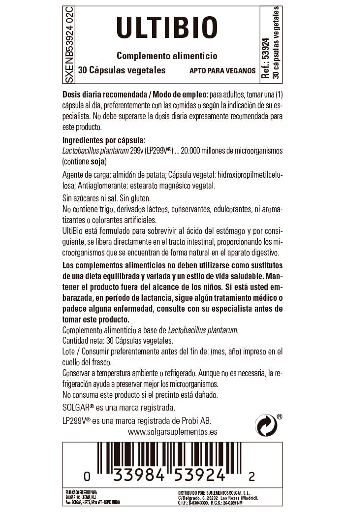 Ultibio - 30 Cápsulas vegetales
