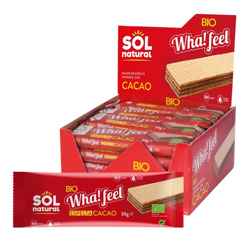 Whafeel Snack espelta y cacao bio 20x30g Sol Natural