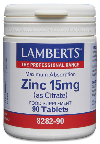 Zinc 15 mg como Citrato con mayor absorción y 90 tabletas