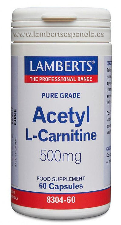 Acetil L-Carnitina 500 mg en forma Libre. Aminoácido no esencial