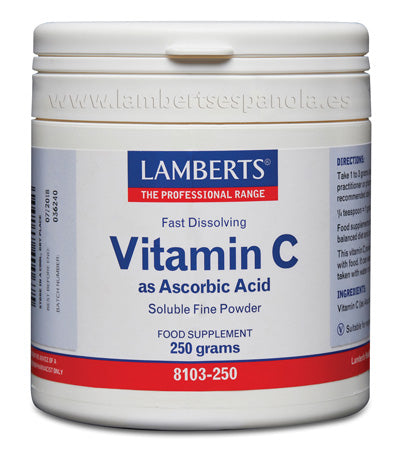 Vitamina C en forma de Ácido ascórbico 250 g. Lamberts