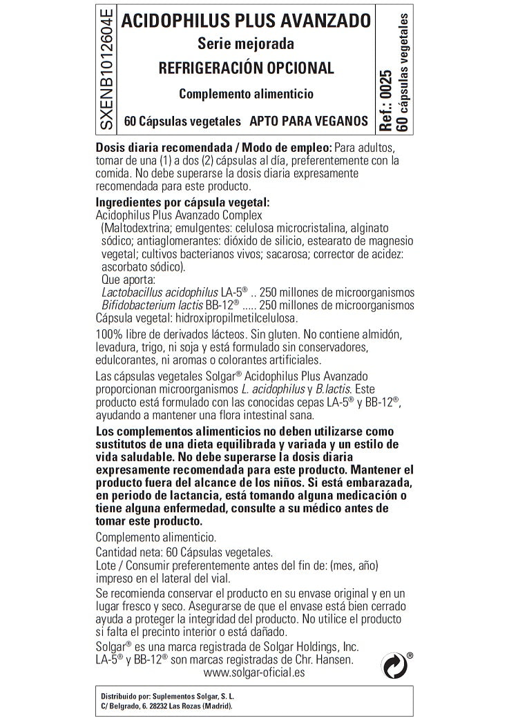 Acidophilus Plus Avanzado (no lácteo) - 60 Cápsulas vegetales