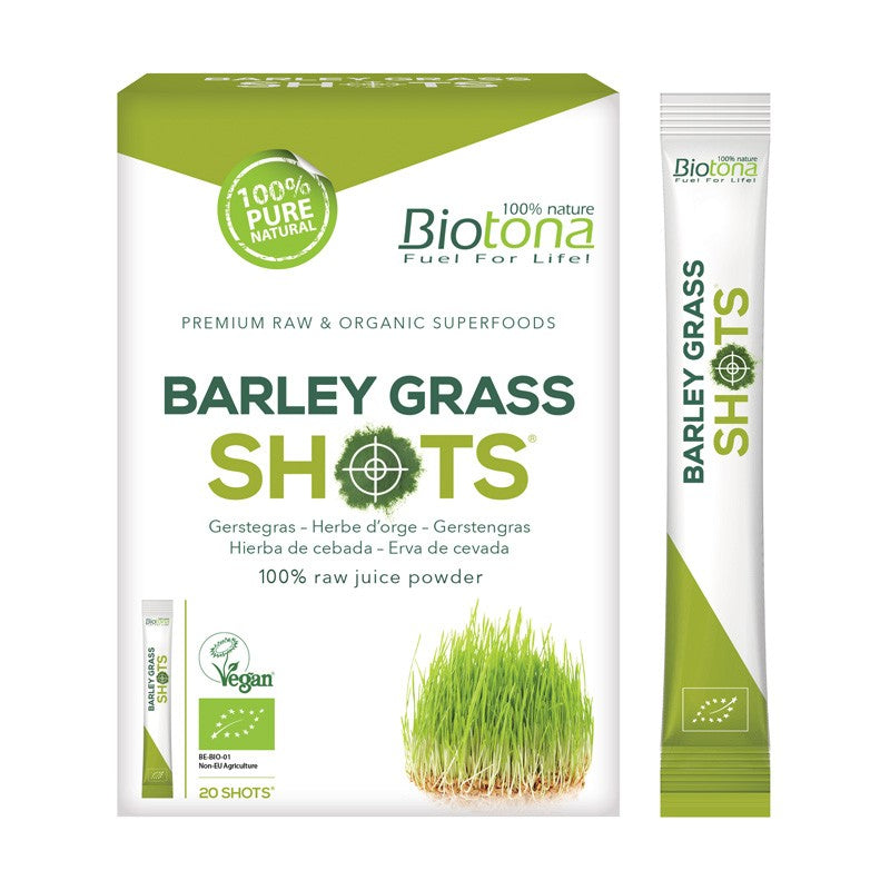 Barley grass raw (hierba de Cebada) Shots Bio 20x2,2g Biotona