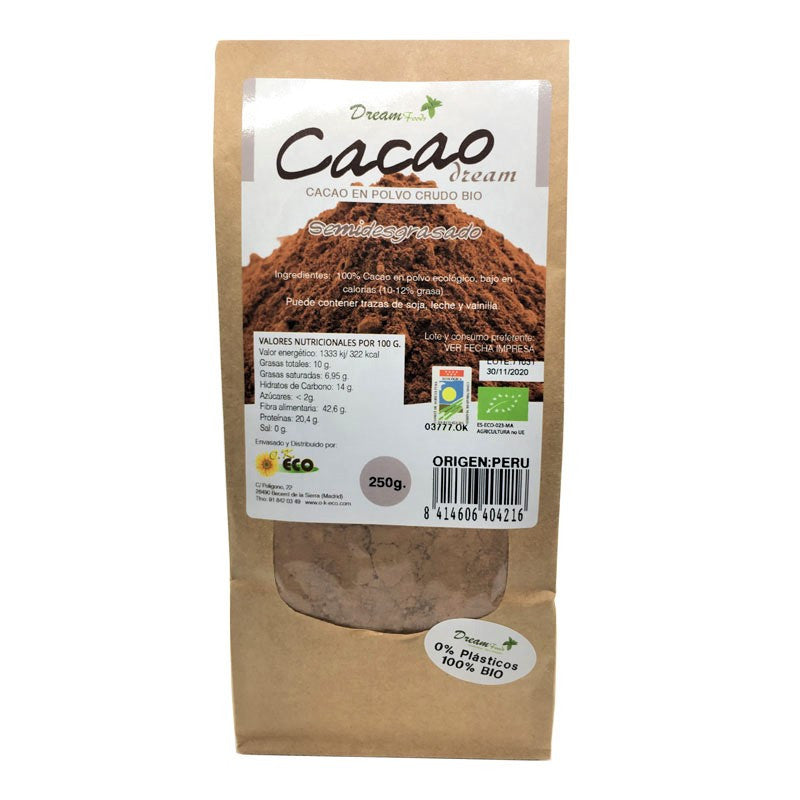 Cacao en polvo bajo en grasas 250 g Dream Foods