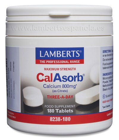 CalAsorb®, Calcio 800 mg como Citrato y Vitamina D3 180 tabletas