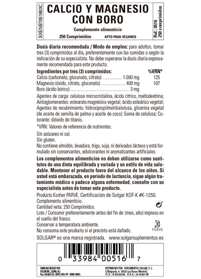 Calcio / Magnesio plus Boro - 250 Comprimidos