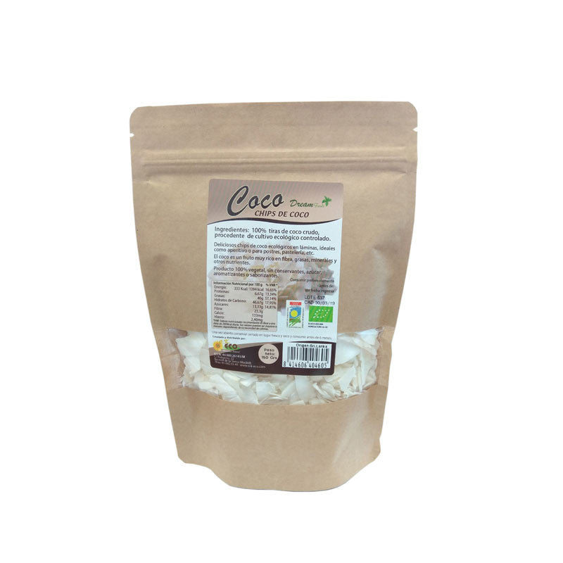 Chips de coco crudos bio 150 g Dream Foods