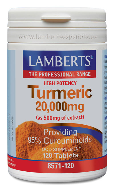 Cúrcuma o Turmeric 20.000 mg extracto de raíz de Cúrcuma longa