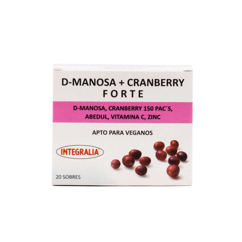 D-Manosa + Cranberry Forte con Abedul, Vit C, Zinc 20 sobres Integralia