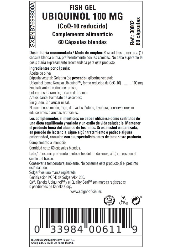 Fish Gel Ubiquinol 100 mg - 60 Cápsulas blandas