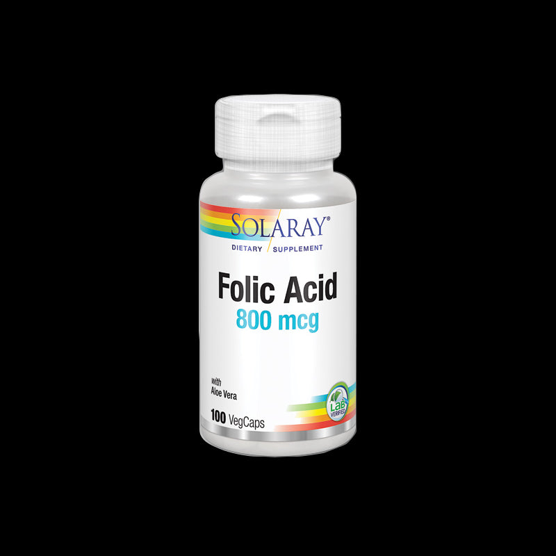 Folic Acid 800 mcg - 100 VegCaps. Sin gluten. Apto para veganos
