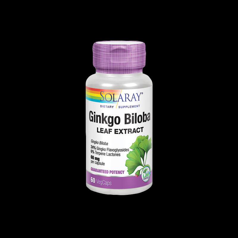 Ginkgo Biloba-60 VegCaps. Sin gluten. Apto para veganos