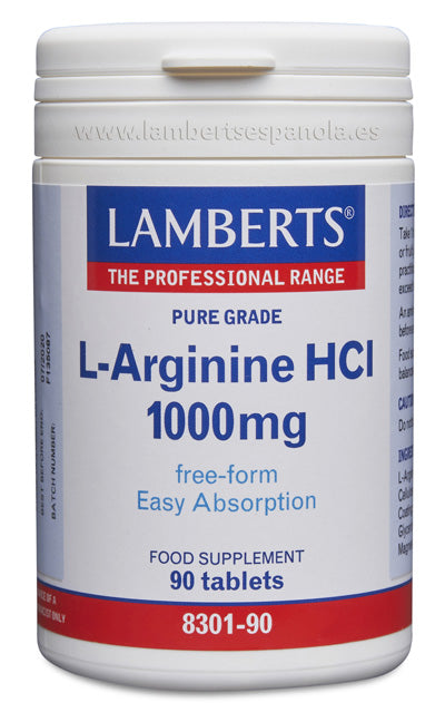 L-Arginina HCI 1000 mg en forma Libre. Aminoácido no esencial