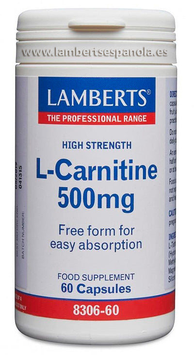 L-Carnitina 500 mg Pura en forma libre. Aminoácido no esencial