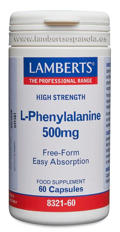 L-Fenilalanina 500 mg en forma libre. Aminoácido esencial