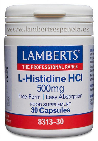 L-Histidina HCI 500 mg. En forma libre. Aminoácido no esencial