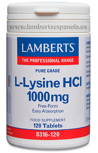 L-Lisina HCI 1000 mg. Grado puro. Alta absorción