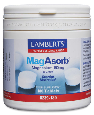 MagAsorb®. Citrato de Magnesio 150 mg, más absorción 180 tabletas