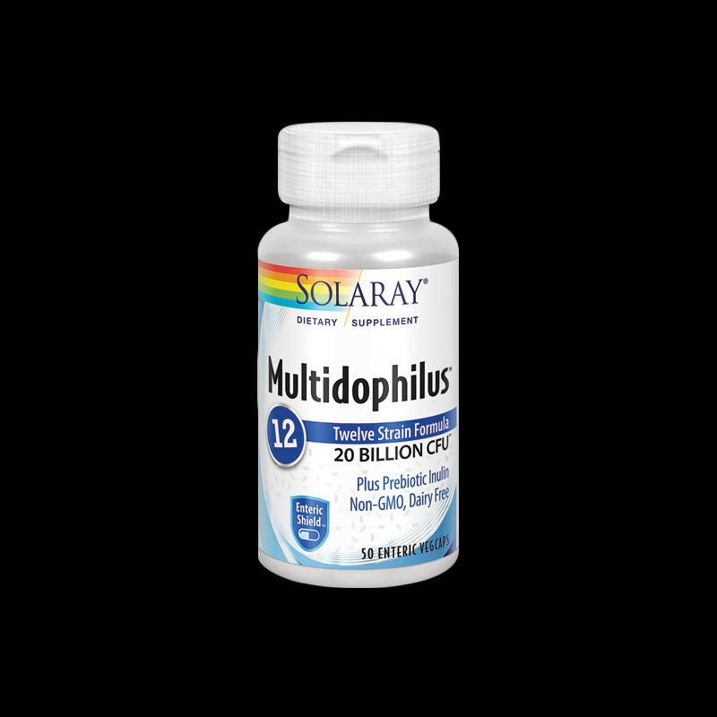 Multidophilus™12 - 50 VegCaps con recubrimiento entérico, sin leche. Con inulina. Apto para veganos