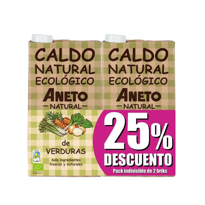 Pack Caldo natural de Verduras Bio 2x1L Aneto