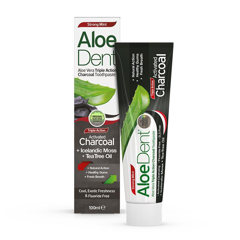 Dentifrico Aloe, Carbon activo, Arbol del te y menta 100ml Aloe Dent