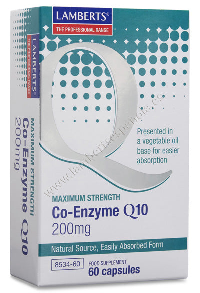 Co-Enzima Q10 200 mg, o Ubiquinona (CoQ10) 60 cápsulas