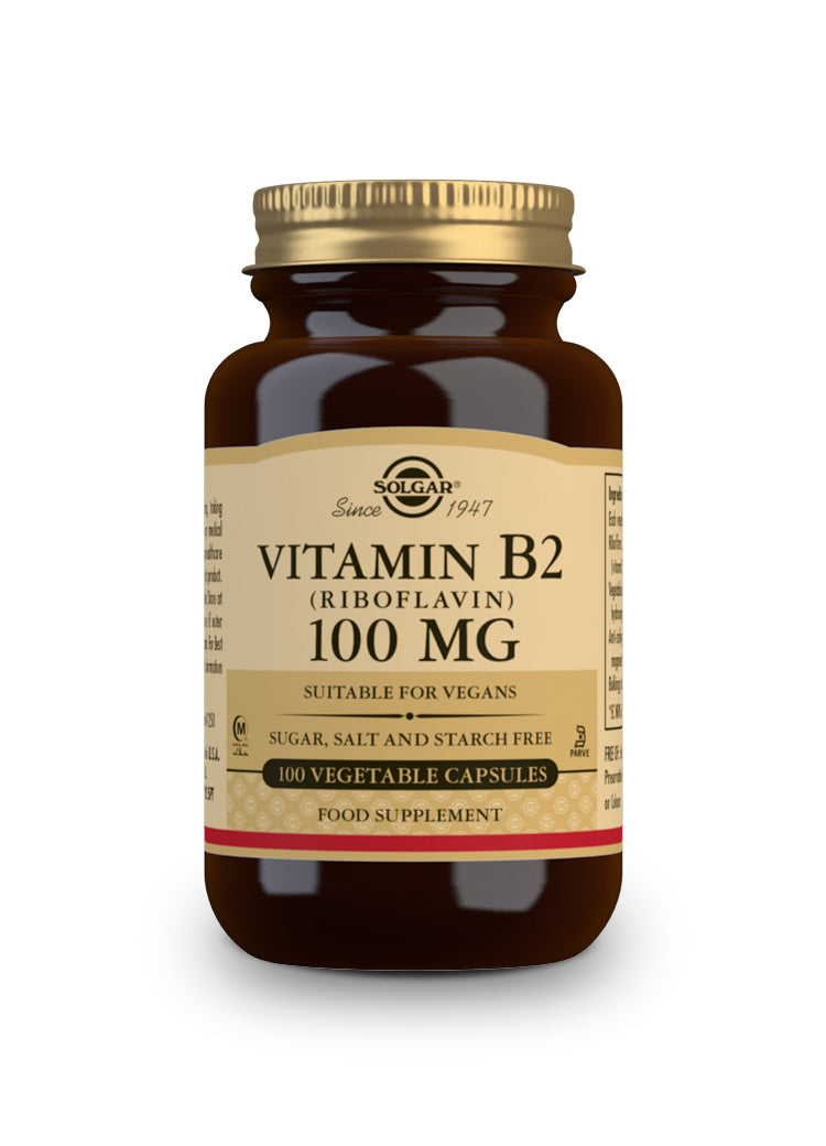 Vitamina B2 100 mg (Riboflavina) - 100 Cápsulas vegetales