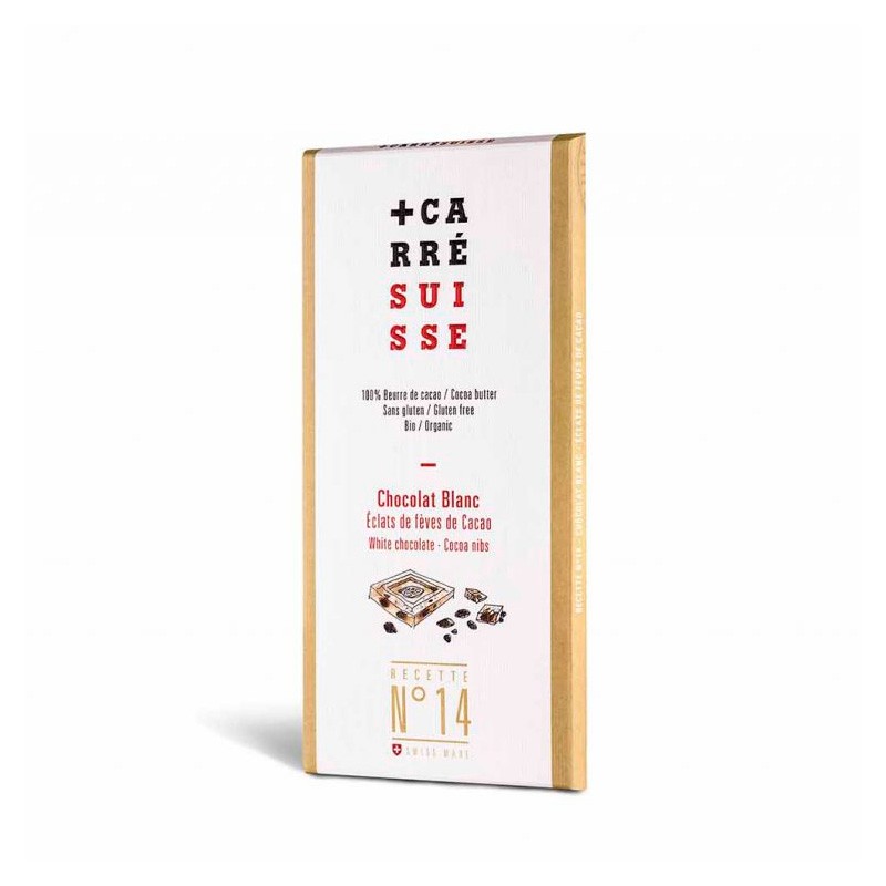 Tableta chocolate blanco & nibs de cacao Bio 100g Carre Suisse