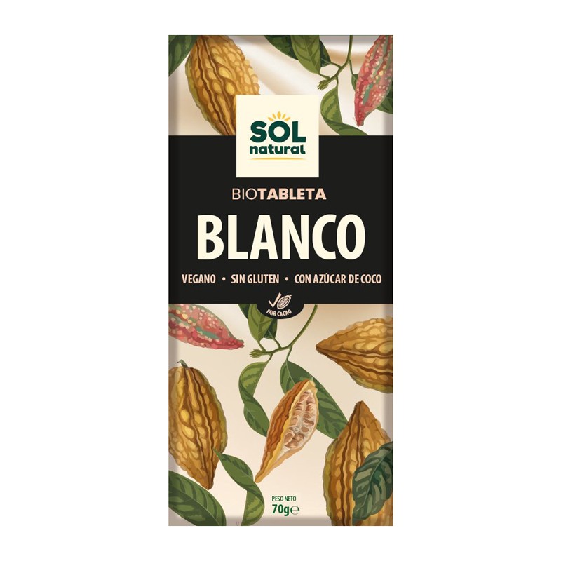 Tableta chocolate blanco Bio 70g Sol Natural