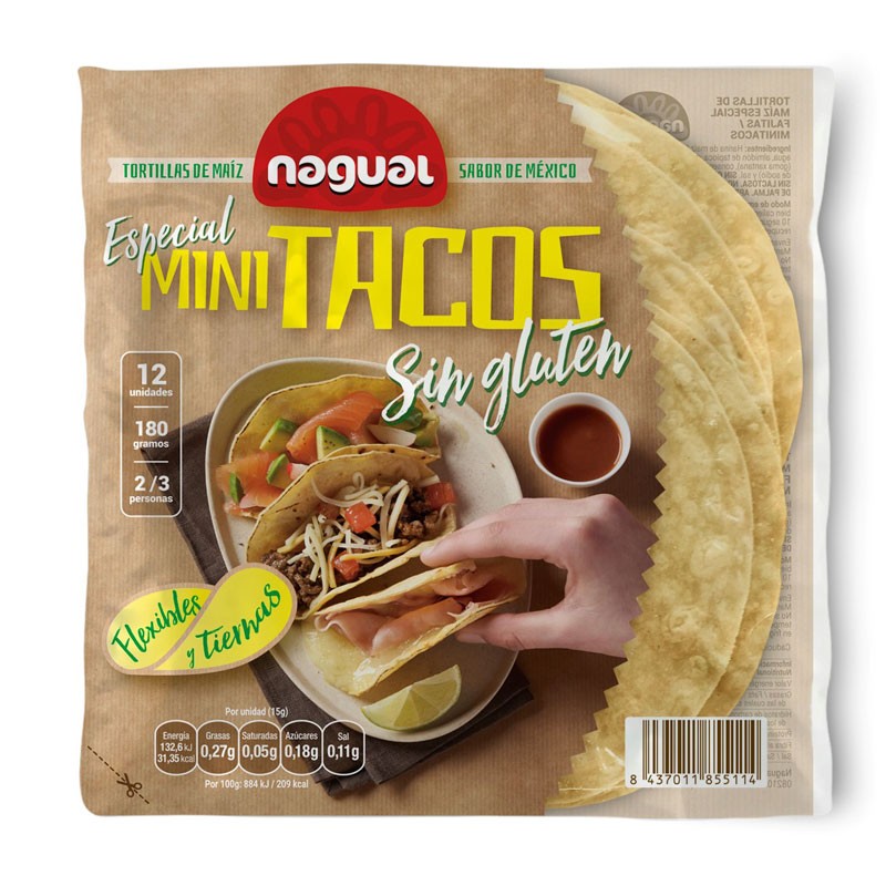 Tortilla de maiz especial Mini Tacos sin gluten 200g Nagual