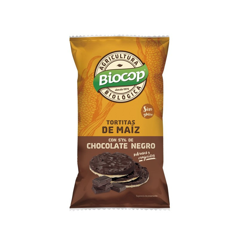 Tortitas de maiz con chocolate negro bio 95g Biocop