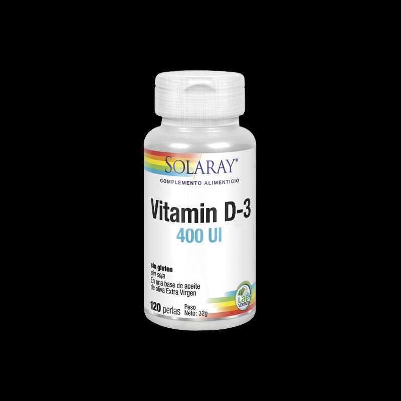 Vitamin D3 400 UI - 120 Perlas. Sin soja. Sin gluten. Apto para vegetarianos