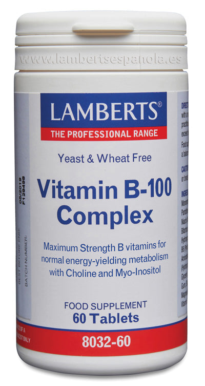 Complejo B 100 mg con todas las vitaminas B. Una al día