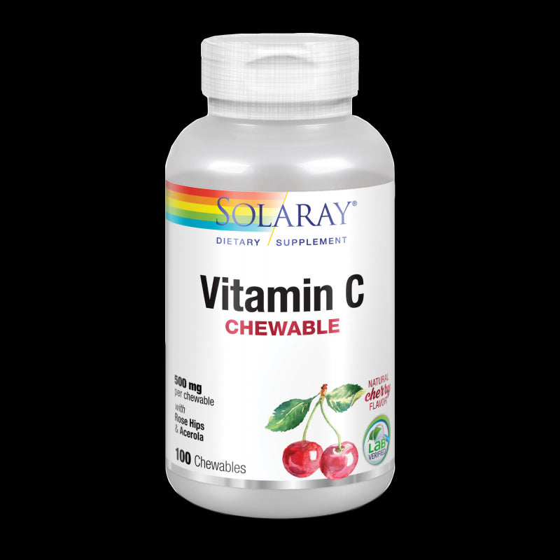 Vitamina C 500 mg-100 comprimidos mastic. Sabor cereza. Apto para veganos