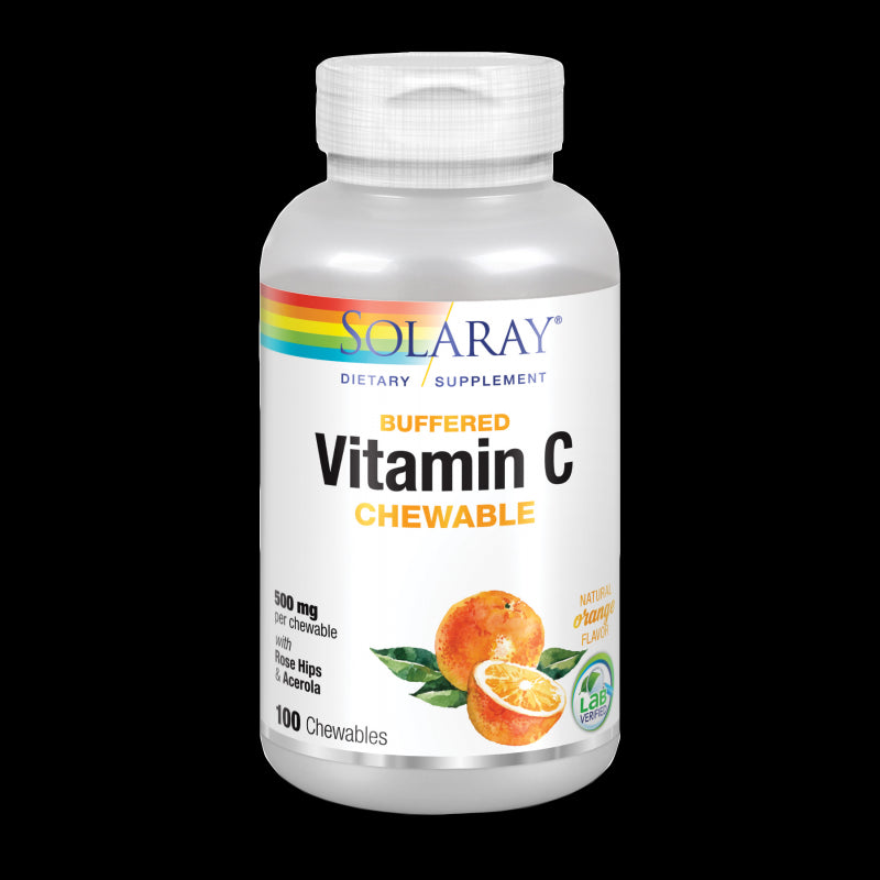 Vitamina C- 500 mg- 100 comprimidos masticables naranja. Apto para veganos