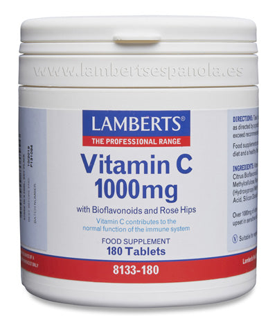 Vitamina C 1000 mg con Bioflavonoides y Escaramujo 180 tabletas