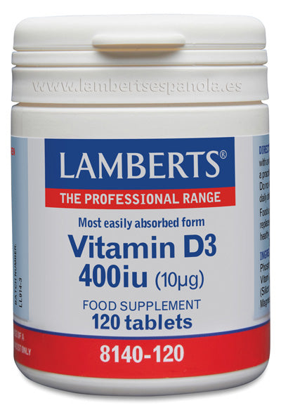 Vitamina D3, 400 UI (10 mcg) 120 pastillas
