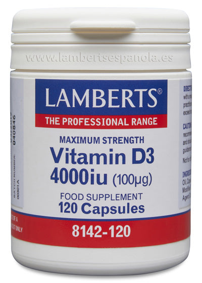 Vitamina D como D3, colecalciferol 4000 UI (100 mcg) 120 cápsulas