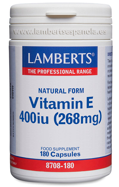 Vitamina E Natural 400 UI (268 mg) como d-alfa tocoferol cápsulas