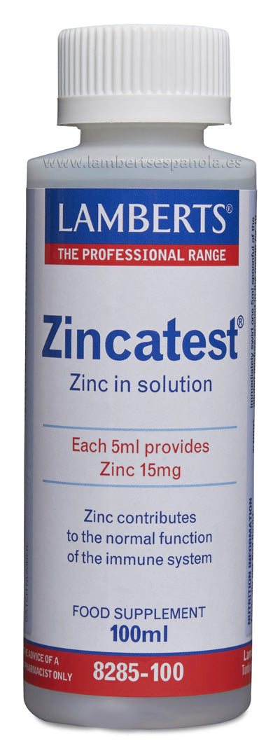 Zincatest®.  Zinc liquido en forma de Sulfato.